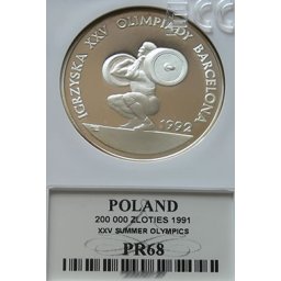 200 000 zł 1991 Igrzyska XXV Olimpiady Barcelona 1992 - Siłacz - Grading PR68