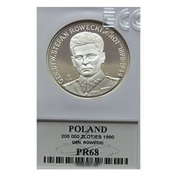 200 000 zł 1990 Gen.Dyw. Stefan Rowecki "Grot" - grading PR68