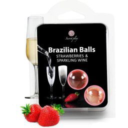 Bolinhas Explosivas Morango com Champanhe - Óleo Afrodisíaco - 2 Bolinhas