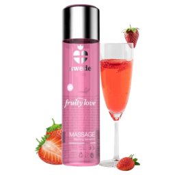 Óleo Massagem Fruity, Comestível efeito Calor Espumante de Morango 60ml