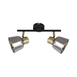 Klausen KL162005 - Foco SMOKY 2xE14/9W/230V preto/latão/cinzento
