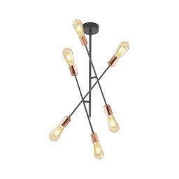 Klausen KL106005 - Candelabro suspenso STRAIGHT 6xE27/15W/230V preto/cobre