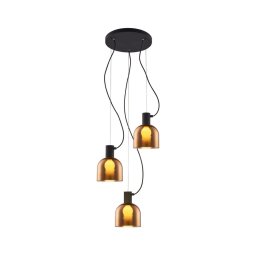 Klausen 113009 - Candelabro suspenso FIRE 3xE27/9W/230V castanho/preto