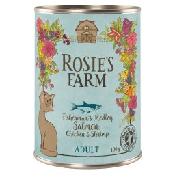 6x400g Salmão e frango Adult Rosie's Farm comida húmida para gatos