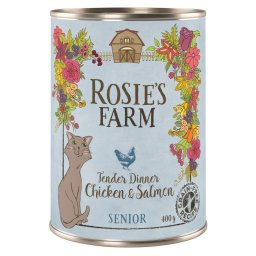 12x400g Frango e salmão Senior Rosie's Farm comida húmida gatos
