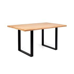 MESA EM MADEIRA MACIÇA E PERNAS EM AÇO PRETO TROPEZ