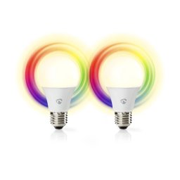 Nedis WIFILRC20E27 - Conjunto 2x lâmpadas LED RGBW reguláveis E27/9W Wi-Fi 2700-6500K