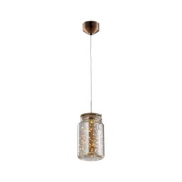 Klausen 142029 - Candelabro suspenso LED JAR LED/5W/230V cobre/madeira