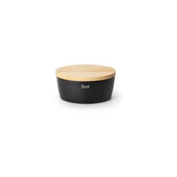 Continenta C3731 - Caixa para pão com tampa 27x20 cm preto/madeira de seringueira