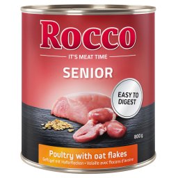 24x800g Aves e flocos de aveia Senior Rocco comida húmida cães