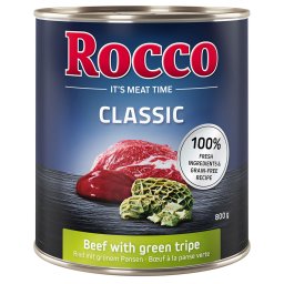 6x800g Vaca com tripa verde Rocco Classic comida húmida cão