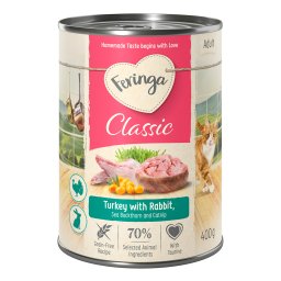 12x400g Coelho e peru Classic Meat Feringa comida húmida para gatos