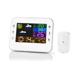 Nedis WEST402WT - Estação meteorológica com ecrã LCD a cores 230V/3xAAA + 2xAA branco