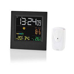 Nedis WEST404BK - Estação meteorológica com ecrã LCD a cores 230V/3xAAA + 2xAA preto