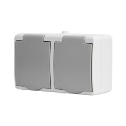 Solight 5B308 - Tomada dupla para ambiente húmido IP54
