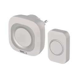 Campainha sem fio 230V + 1xCR2032 IP44 branca para tomada