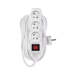 Cabo extensão 3 tomadas 10m branco com interruptor