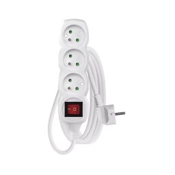 Extensão 3m 3 tomadas com interruptor, cor branca