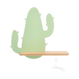 Luminária de parede infantil LED CACTUS 4W 230V verde com prateleira madeira