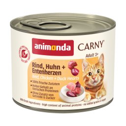 6x200g vaca frango coração pato Carny Adult animonda latas para gatos