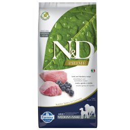 2x12kg Farmina N&D Adult Medium & Maxi sem cereais com borrego e mirtilos para cães