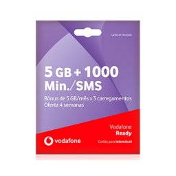 Cartão Sim Vodafone Ready 5GB + 1000Min/Sms