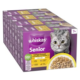 48x85g Seleção de aves em gelatina Whiskas 7+ saquetas gatos