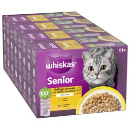 48x85g Seleção de aves em gelatina Whiskas 11+ saquetas gatos