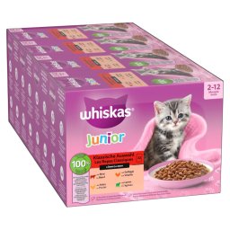 48x85g Seleção clássica em molho Whiskas Junior saquetas gatos
