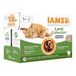 24x85g Seleção terra molho Delights IAMS saquetas gatos