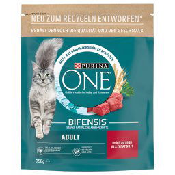 2x750g Adult vaca e cereais integrais PURINA ONE Bifensis ração gato