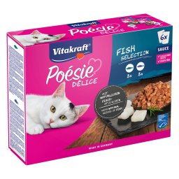 6x85g misto de peixe DéliSauce Vitakraft Poésie saquetas gatos