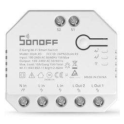 Sonoff Dual R3 Interruptor Inteligente Duplo Wi-Fi c/ Controlo de Estores Eléctricos e Medição de Energia