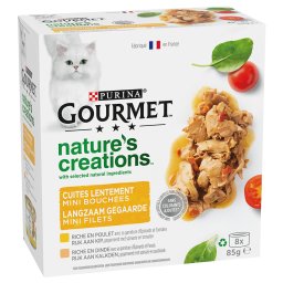 8x85g frango e peru Nature's Creations Gourmet comida gatos