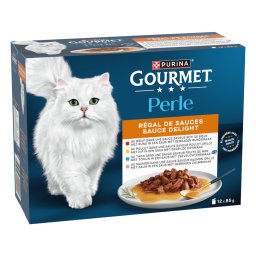 24x85g Delícias em molho Purina Gourmet Perle saquetas para gatos