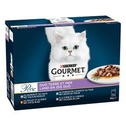 24x85g Duo da Terra e do Mar Purina Gourmet Perle saquetas para gatos
