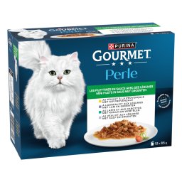 48x85g Finas lâminas com vegetais Purina Gourmet Perle saquetas para gatos