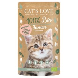 6x100g Junior aves Bio Cat's Love comida húmida para gatos