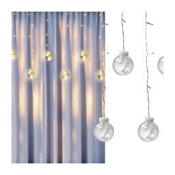 Cortina de LED WISH BALLS 108 LEDs / 8 funções, 4,5 m, branco quente