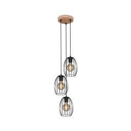 Brilo 4040-035 - Candelabro suspenso WAKTU VINTAGE 3xE27/60W/230V árvore da borracha