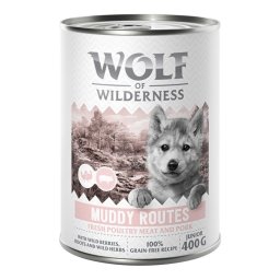6x400g Muddy Routes porco Expedition Junior Wolf of Wilderness latas para cães