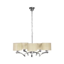 Candelabro suspenso DRAGA 5xE27/60W/230V bege/cromado brilhante