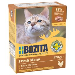 6x370g rico em frango pedaços em gelatina Bozita comida húmida para gatos
