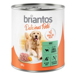 24x800g Cordeiro e cenouras Delicious Paté Briantos comida húmida para cães