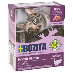 6x370g peru pedaços em gelatina Bozita comida húmida para gatos