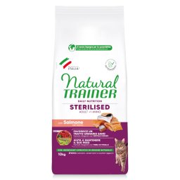 2x10kg salmão Natural Sterilised Trainer ração gatos