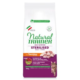 10kg carne branca Natural Sterilised Trainer ração gato