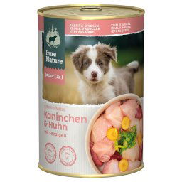 6x400g coelho e frango Junior Pure Nature comida húmida para cães
