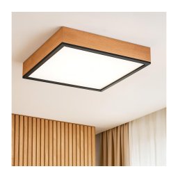 Iluminação de teto OAK SQUARE 4xE27/15W/230V 48x48 cm carvalho/preto