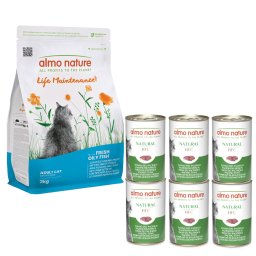 2kg Almo Nature Holistic peixe branco + 6x140g comida húmida